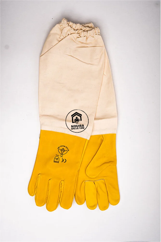 Gants de protection en cuir avec manche ventilée pour apiculture